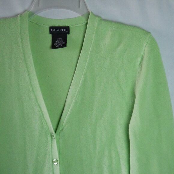George Woman's Size L (12/14) Green Lightweight Button Up Cardigan 3/4 Sleeve - Picture 2 of 11